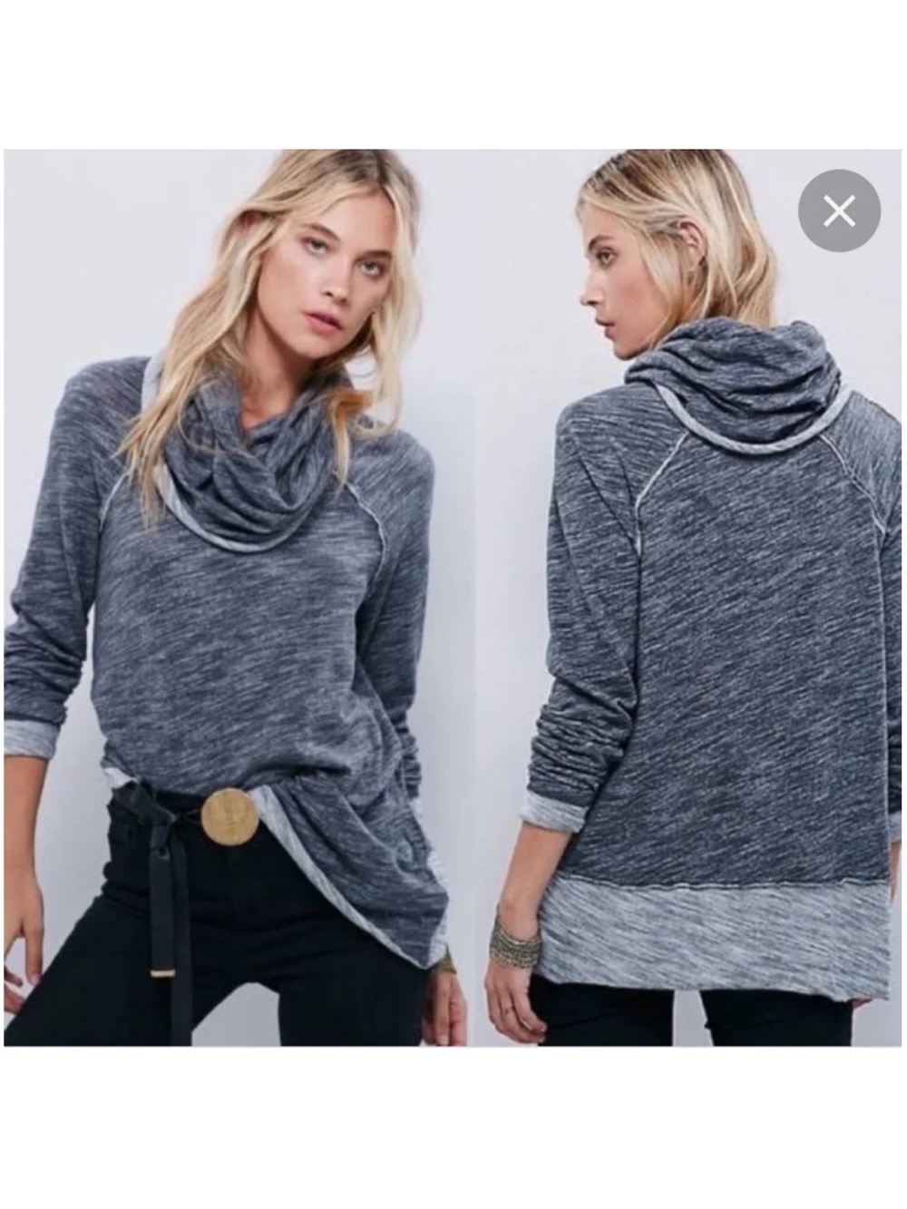 Free People FP Beach Two Body Cocoon Cowl Neck Pullover